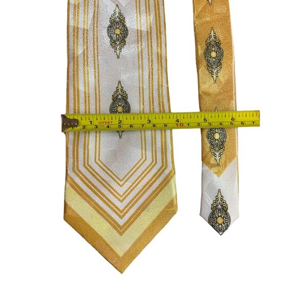 Fratello Mens Neck Tie Yellow White Geometric Work Dad Tie - Picture 3 of 6